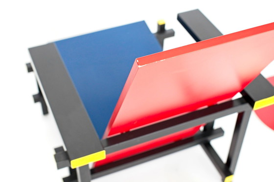 Image 1 of Red-blue chair (without proof) & Schroeder table by Gerrit Rietveld for Cassina, set of 2