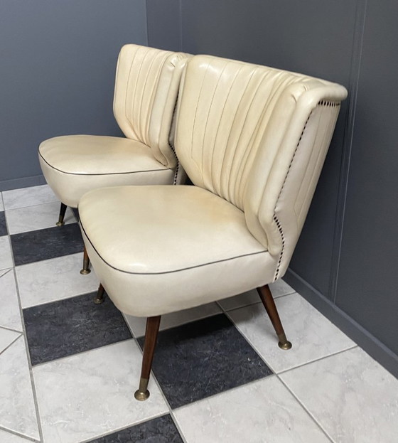 Image 1 of 2 sedie da cocktail in skai bianco anni '60