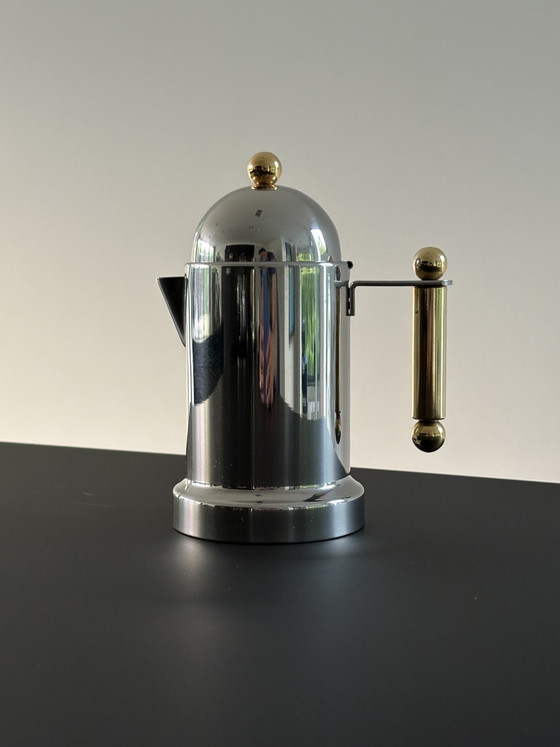 Image 1 of Moka vintage Vev Vigano degli anni '80 in acciaio inox e oro, mai usata.