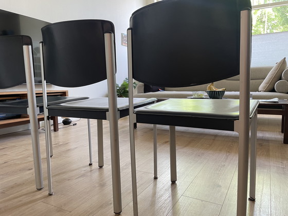 Image 1 of 4x Matteo Grassi eetkamerstoelen donkerblauw 