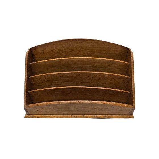 Image 1 of Portalettere Art Déco francese in quercia con marchio JPA, anni '30