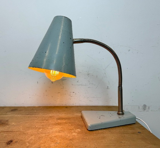 Image 1 of Lampada da tavolo a collo di cigno industriale grigia di Zaos, anni '60