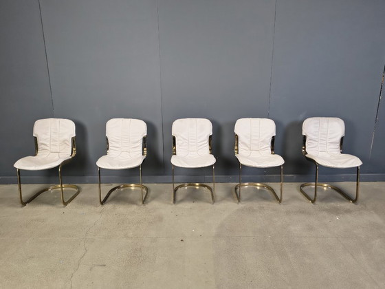 Image 1 of Vintage eetkamerstoelen van Willy Rizzo voor Cidue, set van 5, jaren 70.