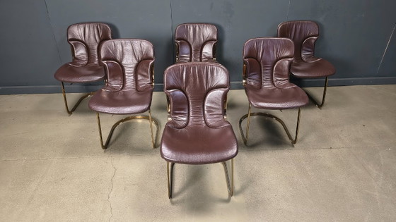 Image 1 of Chaises de salle à manger vintage de Willy Rizzo pour Cidue, ensemble de 6, années 1970