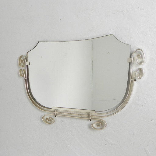 Vintage polished mirror in aluminum frame, 1958