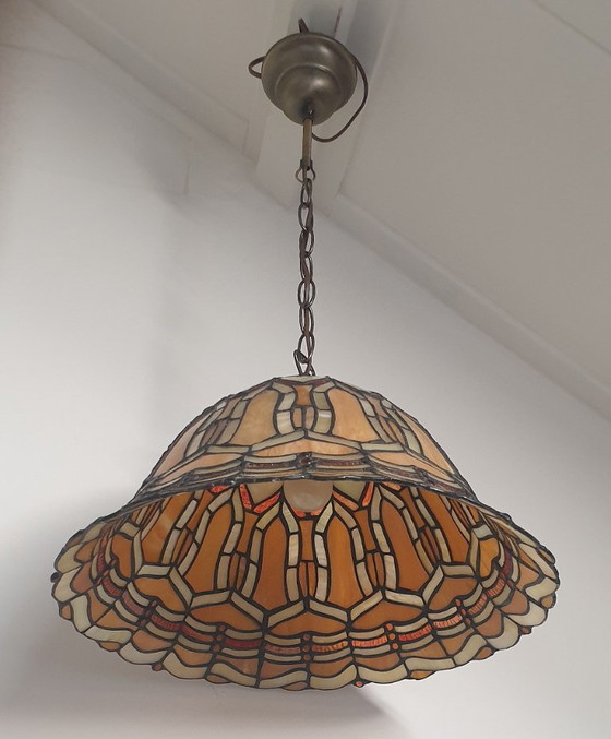 Grande lampada a sospensione in vetro colorato/Tiffany, Belgio – Massive, Lampade a sospensione, Glass (photo 22 of 35)