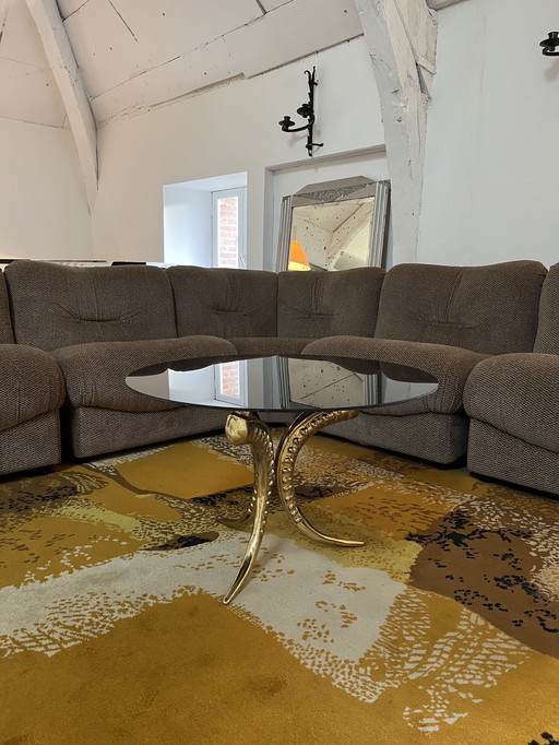 70s side table in brass and glass