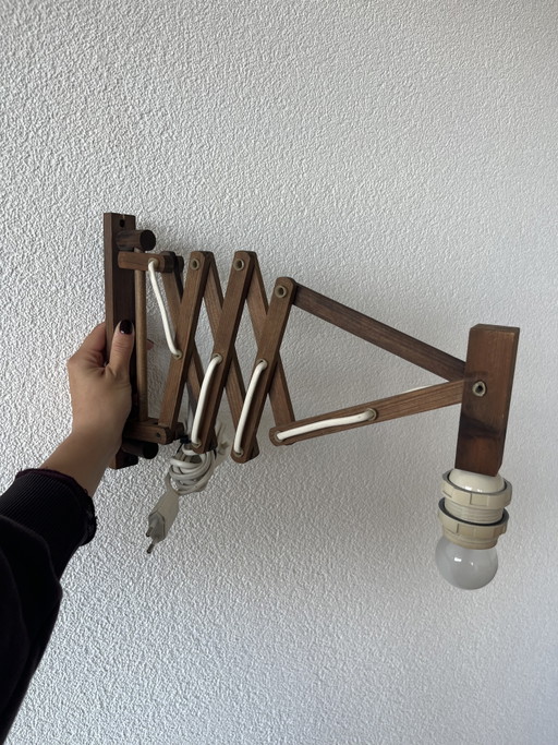 Applique murale vintage en bois en forme de ciseaux – Style scandinave milieu du siècle, années 1960/70