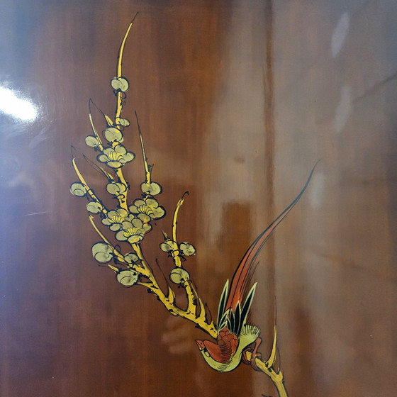 Image 1 of Vintage Chinese kast Bladgoud / Bloemen en Vogels / Bohemian / oosterse/ Aziatische kast 