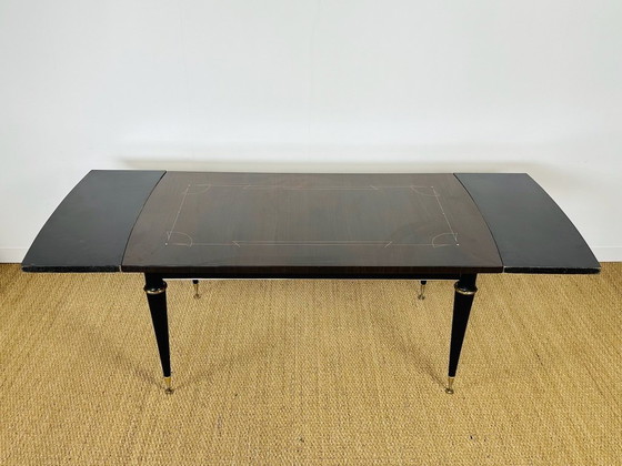 Image 1 of Art Deco modernistische uitschuifbare eettafel van Maccassar ebbenhout, 1950