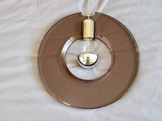 Image 1 of Suspension en plexigas, lucite, de couleur mauve, années 70 80