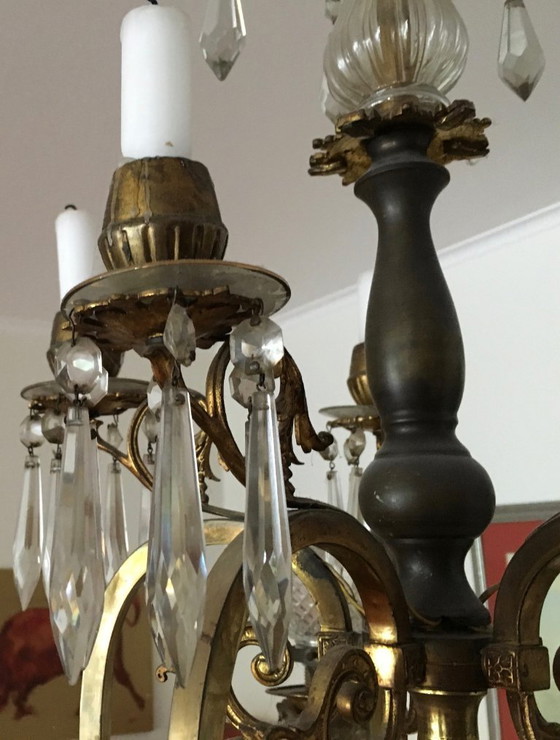 Image 1 of Lampadario antico a 5 luci, una vera rarità, risalente al periodo 1860-1870.