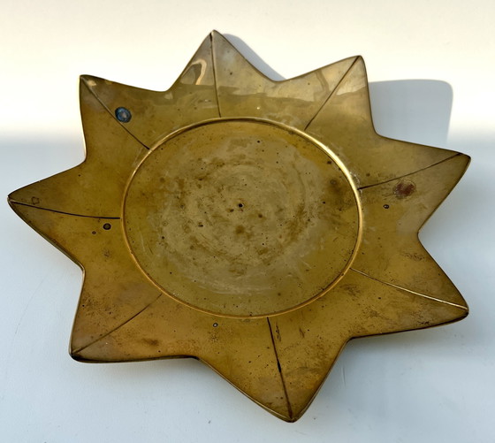 Image 1 of Vintage brass sunburst bowl, mid-century modern, 1960s