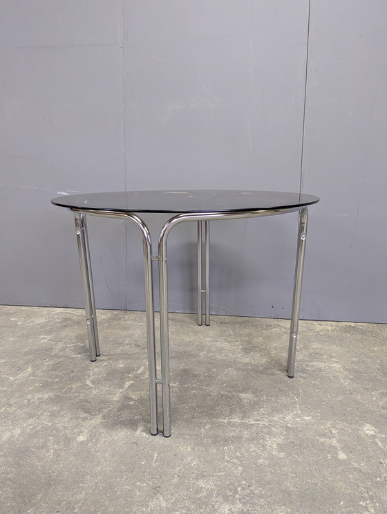 Image 1 of Vintage dining table chrome/ smoked glass