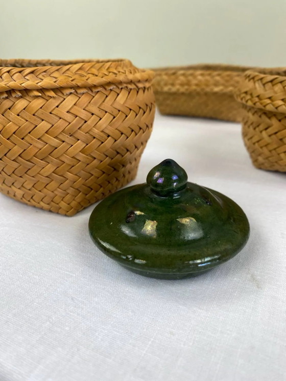 Vintage ethnic service – Crockery, Wicker, Ceramic (photo 7 of 21)