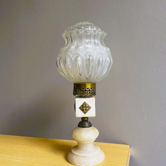 Lampe de table portugaise en marbre de style Art déco, années 1960 – Glass, Marble (photo 2 of 10)