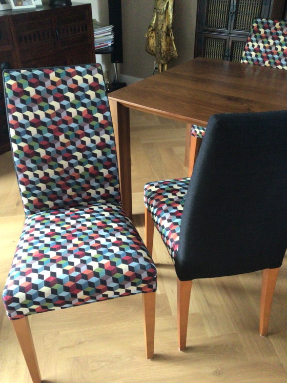 Image 1 of Chaises de salle à manger colorées avec tissu 3D, lot de 6