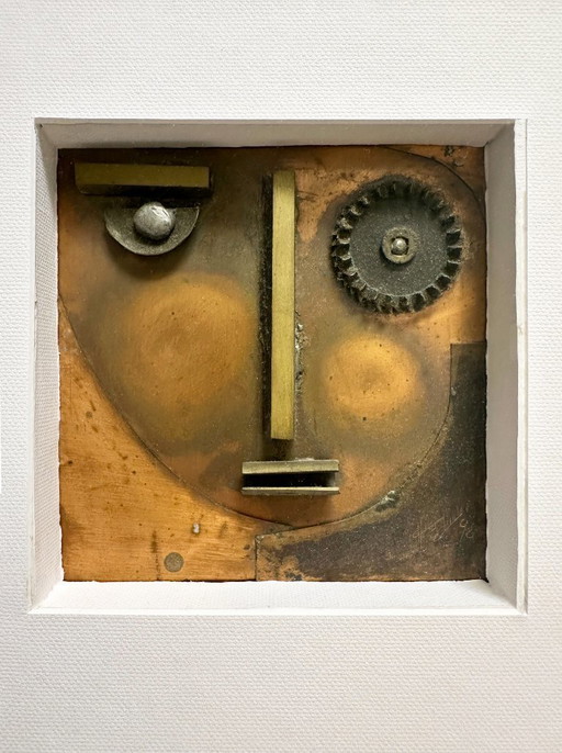Sculpture portrait Avant-Garde en métal flammé. Allemagne, années 90