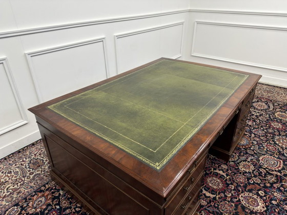 Grande Scrivania Partner Inglese Antica – Scrivanie, Leather, Wood (photo 18 of 22)
