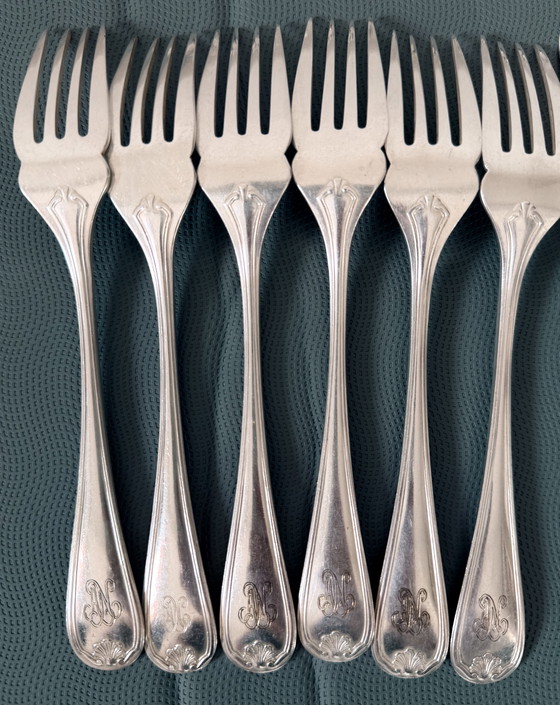 Image 1 of Elegant 24-piece fish service – Marot Bérain pattern in silver-plated metal