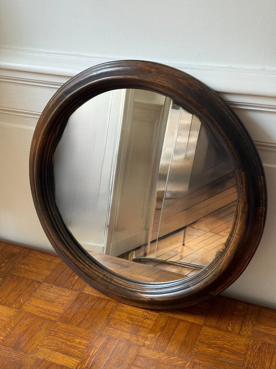Espejo redondo de madera oscura – Glass, Wood (photo 4 of 10)