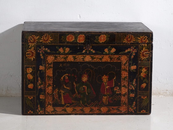 Baule antico dipinto in legno di pino – Cina, circa 1900 – Oggetti decorativi, Iron (photo 37 of 40)
