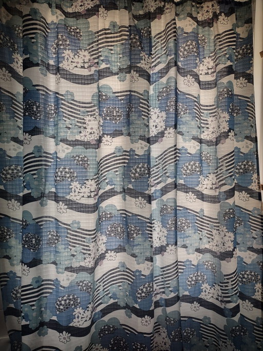 Grote vintage retro Japanse gordijnen uit de jaren 70