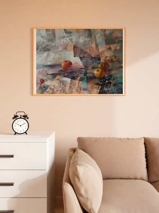 Original Oil Painting Abstract Expressionism Still Life Apples – Paintings & Drawings, Canvas (photo 3 of 10)
