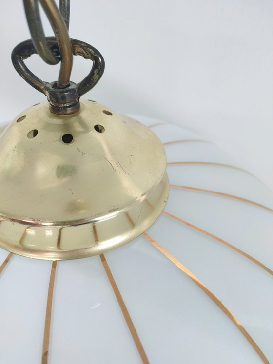 Image 1 of Vintage 'Hollywood Regency/Fazzoletto Style' glass pendant lamp