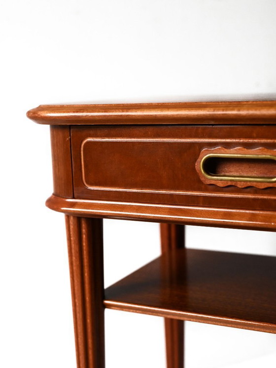 Image 1 of Paar Scandinavische mahoniehouten nachtkastjes uit de jaren 40