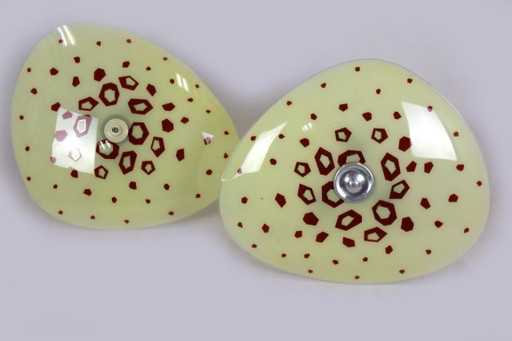 Large Vintage Czechoslovakian Opaline Glass Pendant Lights, 1970s, Set of 2