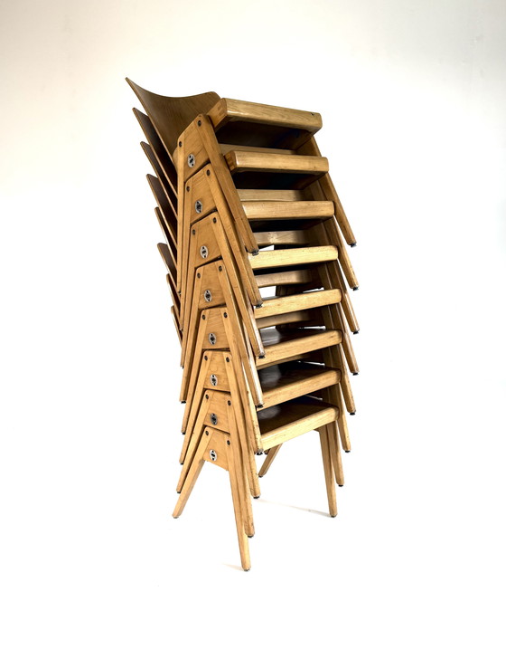 Image 1 of 8 sedie impilabili vintage in compensato, Kaderer anni '60