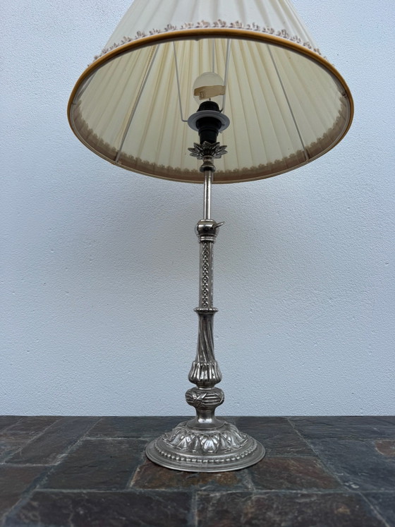 Lampada a cremagliera in metallo argentato anni '60, Lampade da tavolo (foto 14 di 15)