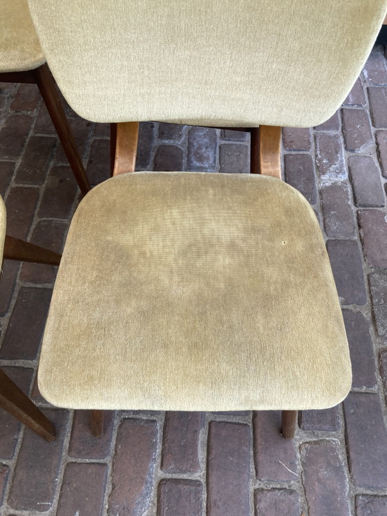 Set di 4 sedie vintage anni '60 – Louis van Teeffelen, Sedie da pranzo, Wood, Velvet (photo 8 of 13)