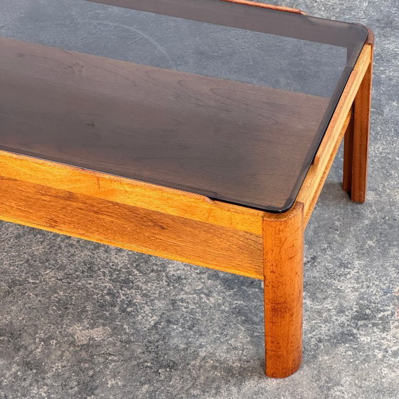 Image 1 of Mid-Century Modern Myers salontafel van teakhout en gerookt glas, 1960