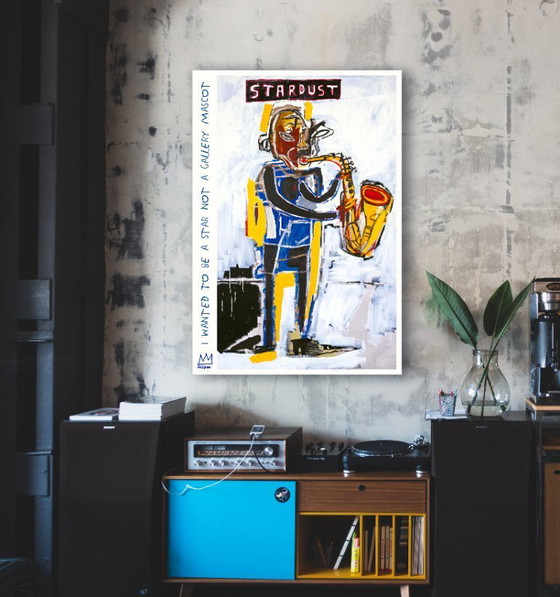 Image 1 of De saxofonist – Sterrenstof – Jean-Michel Basquiat 1983 – Poster A1 = 59,4 x 84,1 cm