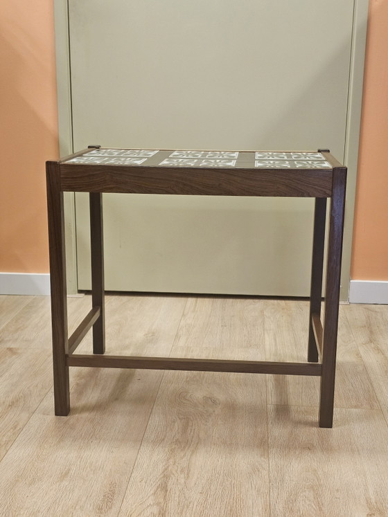 Vintage Deense Bijzettafel Salontafel Tafel Keramiek Palissander – Stone, Wood (photo 7 of 13)
