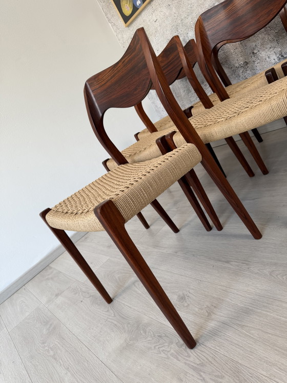 6er Set Palisander Stühle Møller Modell 71 Geflecht Neu, 60er – Niels Otto Møller, Esszimmerstühle, Wood (photo 4 of 15)