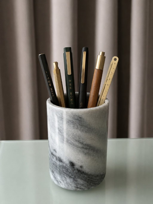 Vase cylindrique vintage en marbre gris – vazen, Marble