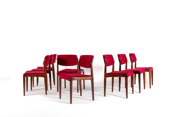 Image 1 of 8x Danish Modern Palisander Esszimmerstühle von H.W. Klein für Bramin, 1960er
