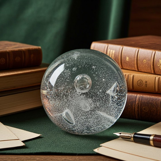 Image 1 of Vintage Clear Glass Heavy Bubble Paperweight