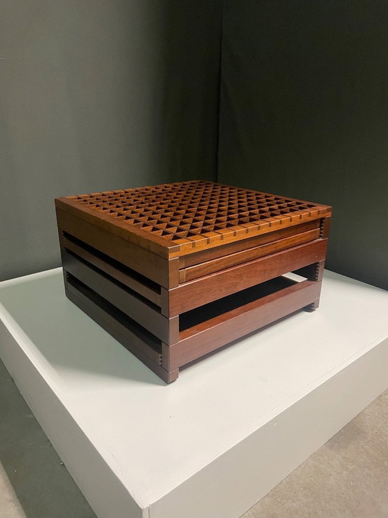 TAVOLINO VINTAGE 'TETRA' DI BERNARD VUARNESSON PER BELLATO, ANNI '70, Armadi contenitori, Legno, Marrone (foto 2 di 8)