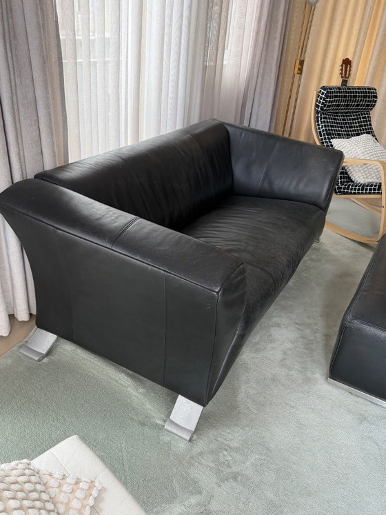 Image 1 of Black Leather 2.5 Seat Sofa by Rolf Benz