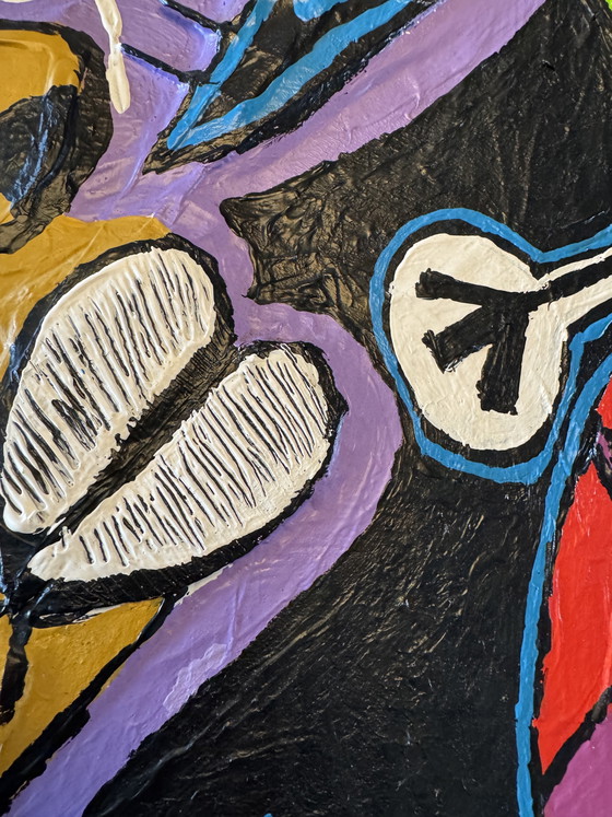 Image 1 of Harold Scheffer “ Red Reggae 1 “   70x70 cm. 