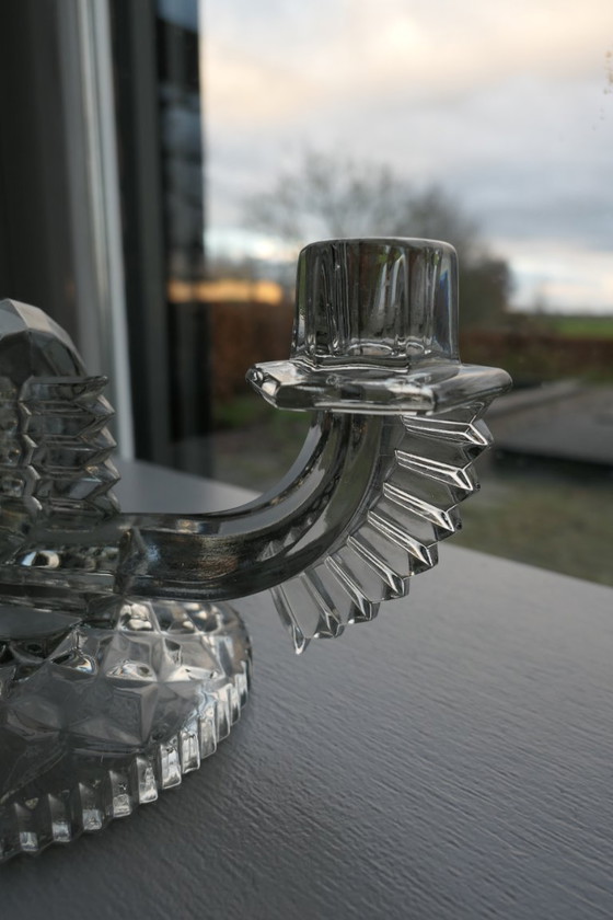 Image 1 of Art Deco Feigl & Morawetz pressed glass candlestick 2x