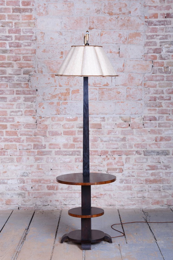 Restaurierte Art-Deco-Tischlampe, Kobaltglas, Opal-Lampenschirm, Tschechien, 1920er Jahre – Stehleuchten (photo 12 of 14)