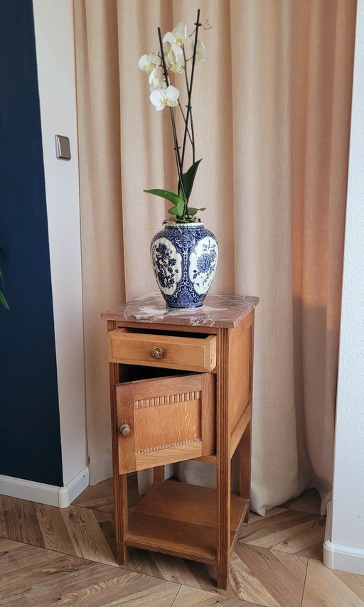 Table d'appoint vintage française avec plateau en marbre