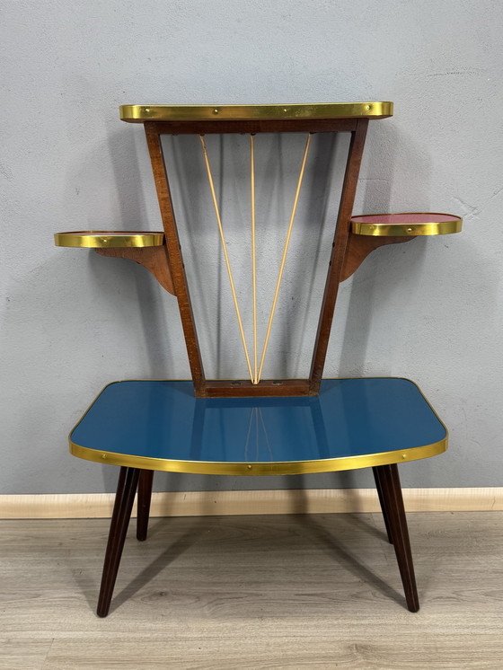 Image 1 of Vintage Formica Mid-Century Plantentafel met Space Age vibes