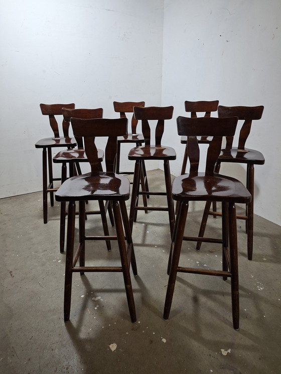 Image 1 of Set di 8 sgabelli da bar brutalisti vintage