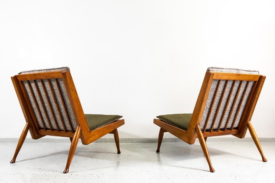 Mid Century Armchairs By Marian Grabinski, KFM, Poland, 1960s – Krakowskie Fabryki Mebli, Textile, Wood (photo 6 of 23)